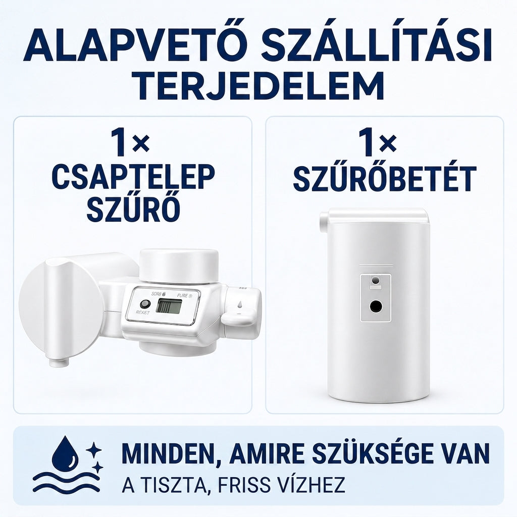 Szerszám nélküli összeszerelés Többlépcsős szűrés · Kevesebb klór és szagok · Jobb íz